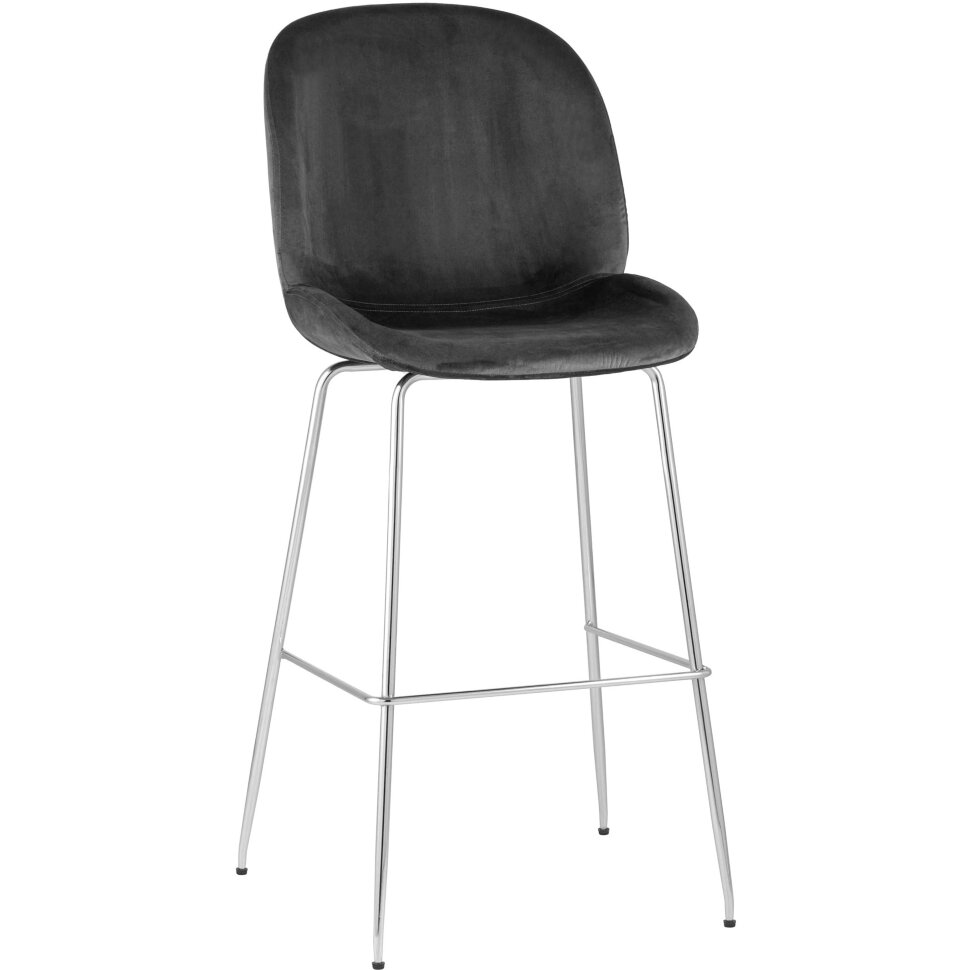 Стул барный Stool Group Beetle со спинкой серый хромированные ножки Стул барный Stool Group Beetle со спинкой серый хромированные ножки