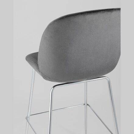 Стул барный Stool Group Beetle со спинкой серый хромированные ножки 