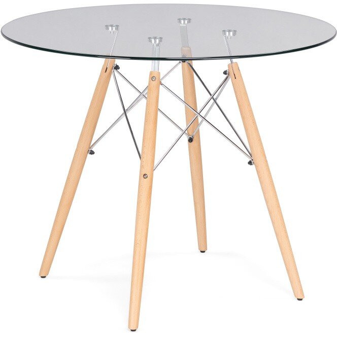 Стол стеклянный PT-151 80х80х76 clear glass / wood Стол стеклянный PT-151 80х80х76 clear glass / wood
