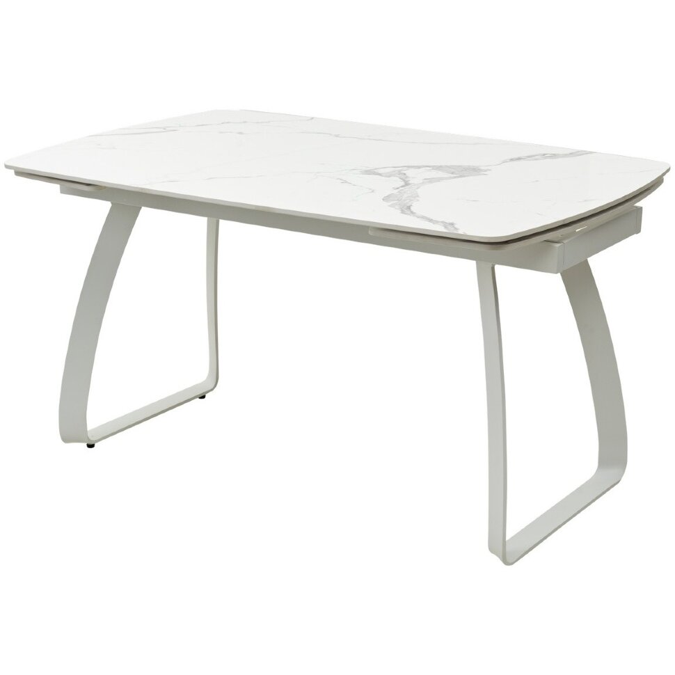 Стол LUGO 140 GLOSS STATUARIO WHITE SINTERED STONE/ WHITE М-City 