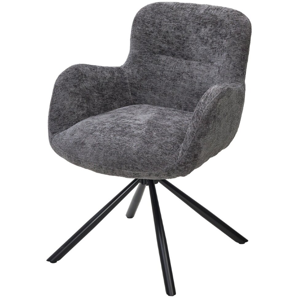 Стул KAROL 180 град. поворот. 3018-19 темно-серый, шенилл/ черный каркас, ®DISAUR 