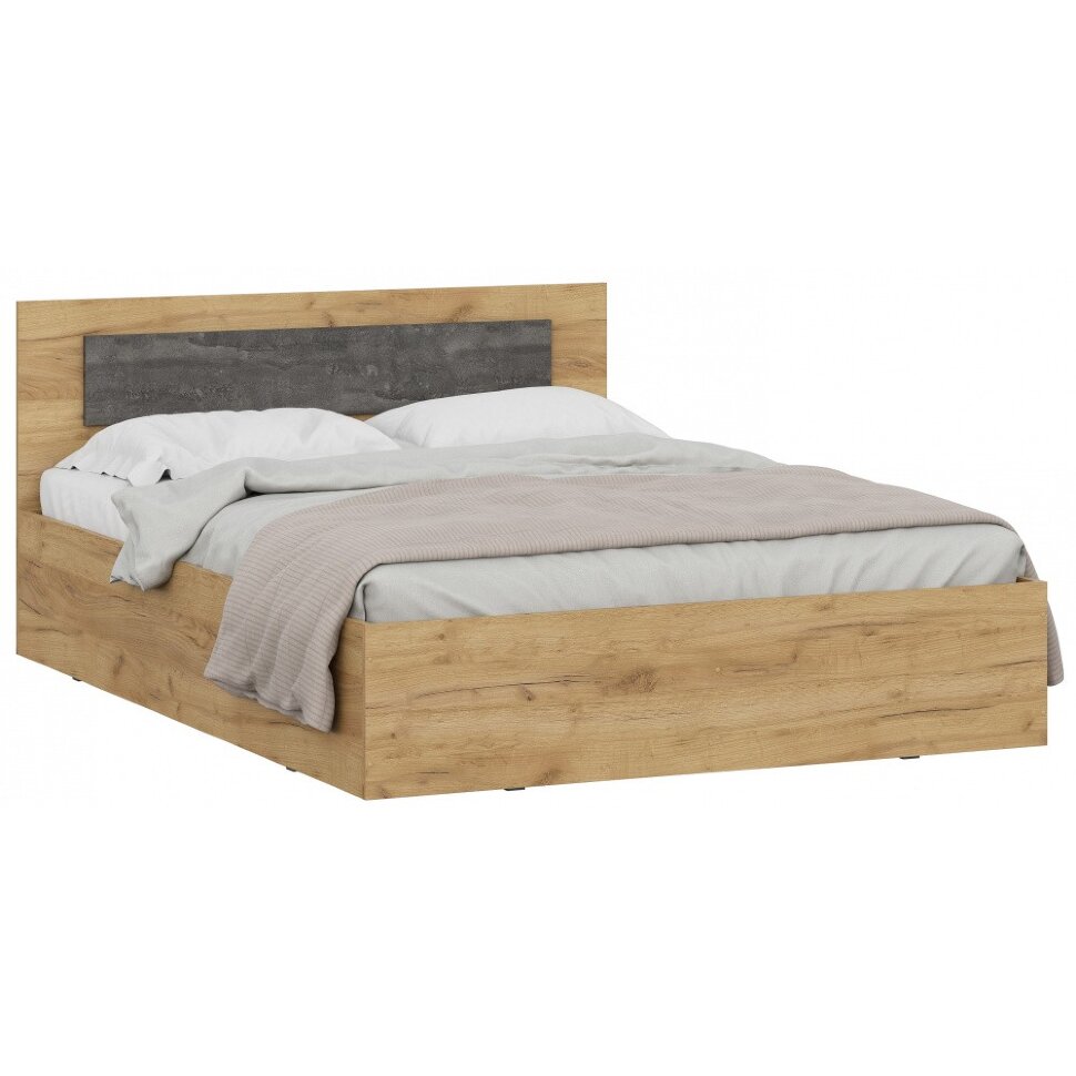 Кровать Taika 140х200 дуб золотой / камень темный 