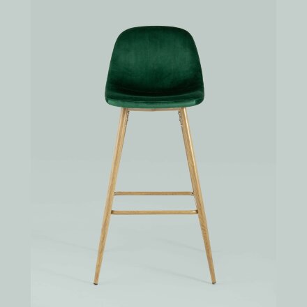 Стул барный Stool Group Валенсия зеленый обивка из велюра ножки из металла стилизованные под дерево с подножкой 