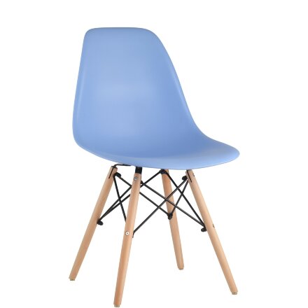 Стул Eames Eames SIMPLE DSW голубой, литой полипропилен, стальной каркас, натуральный массив бука 