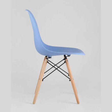 Стул Eames Eames SIMPLE DSW голубой, литой полипропилен, стальной каркас, натуральный массив бука 