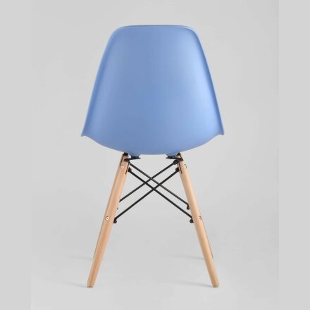 Стул Eames Eames SIMPLE DSW голубой, литой полипропилен, стальной каркас, натуральный массив бука 