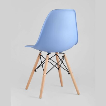 Стул Eames Eames SIMPLE DSW голубой, литой полипропилен, стальной каркас, натуральный массив бука 