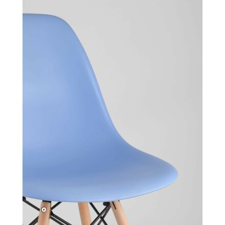 Стул Eames Eames SIMPLE DSW голубой, литой полипропилен, стальной каркас, натуральный массив бука 