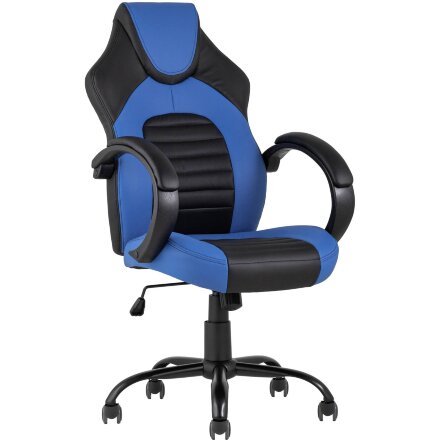 Кресло игровое TopChairs Racer Midi черно-синее 